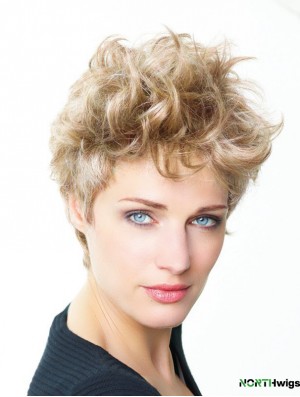 Curly Boycuts Short Blonde Trendy Lace Front Wigs