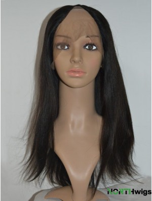 U Part Wig Cap With Lace Front Remy Long Length Black Color