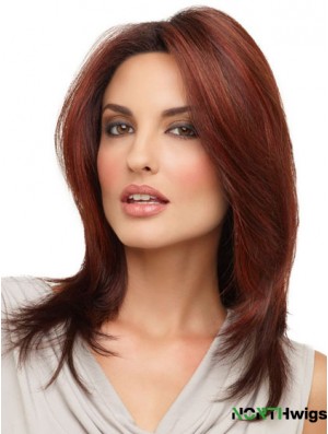 Straight Without Bangs Shoulder Length Red Cheap Lace Front Wigs