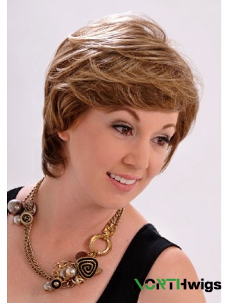 10 inch Stylish Straight With Bangs Brown Short Wigs