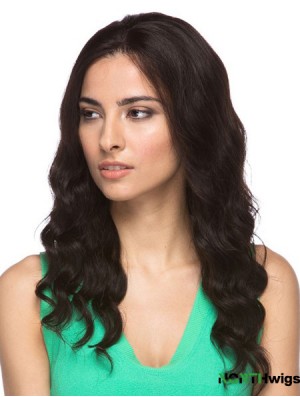 Brown 16 inch Good Long Wavy Without Bangs Lace Wigs