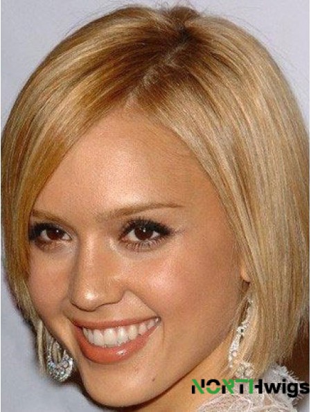 Straight 100% Hand-tied Bobs Chin Length Blonde Online  Wigs