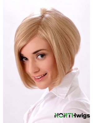 Chin Length Straight Monofilament Blonde Style Bob Wigs