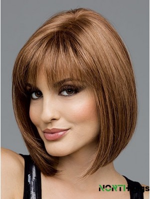 Brown Chin Length Straight Bobs 100% Hand-tied Wig Sale 