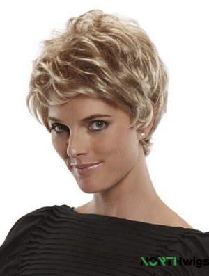 Short Straight Boycuts Blonde Flexibility 100% Hand-tied Wigs