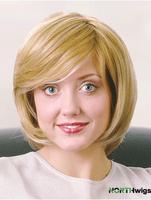 Bobs Chin Length Straight Blonde 12 inch Good Monofilament Wigs