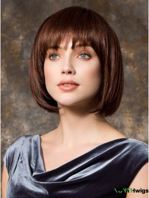 10 inch Chin Length Monofilament Brown Bob Style Wig