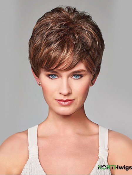 Wavy Short Brown 8 inch Monofilament Beautiful Bob Wigs