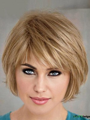 Short Layered Bob Wig Hairstyles Blonde Color Bobs Cut Straight Style