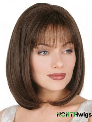 Straight Bob Wig Chin Length Brown Color Bobs Cut With Capless