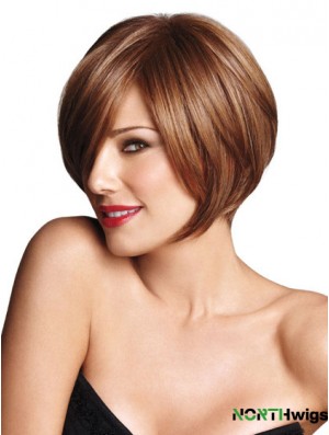 Capless Short Straight Brown Trendy Bob Wigs