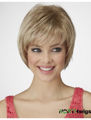 Straight Chin Length Blonde 9 inch Capless Beautiful Bob Wigs