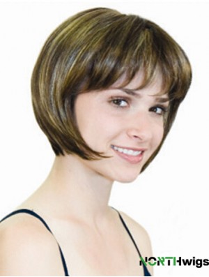 Straight Chin Length Blonde 10 inch Monofilament Convenient Bob Wigs