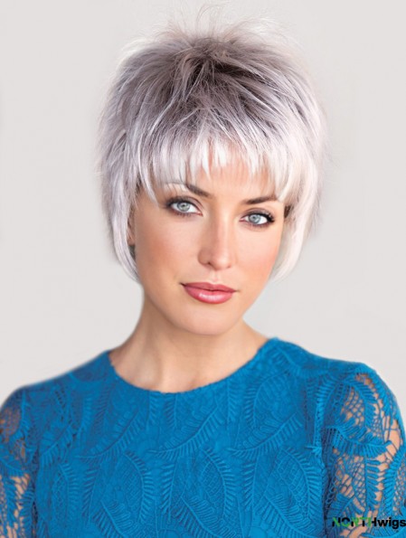 Capless Straight Cropped 6 inch Salt And Pepper Wig