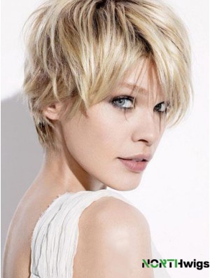 Short Blonde Wigs With Capless Straight Style Boycuts