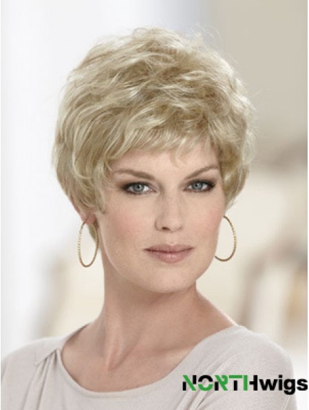 Boycuts Wavy Blonde Capless Discount Short Wigs