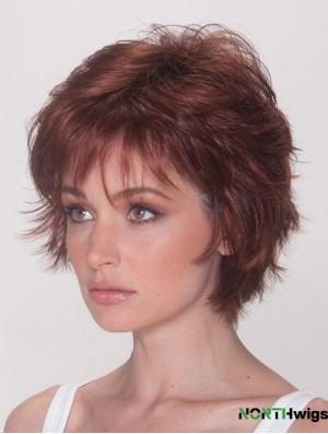 Best Wigs With Synthetic Capless Auburn Color Straight Style