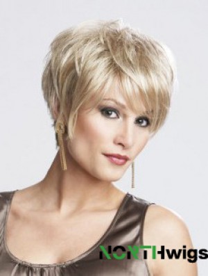 8 inch Sassy Straight Layered Blonde Short Wigs