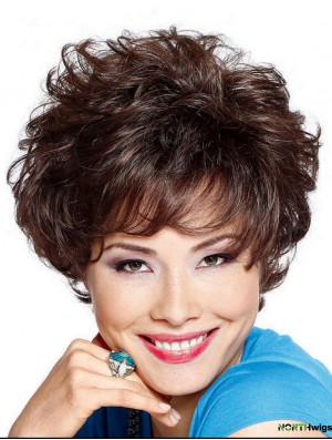 6.5 inch Designed Curly Layered Brown Short Wigs