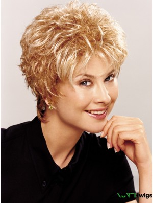 Durable Wavy Boycuts Short Beautiful Blonde Synthetic Wigs