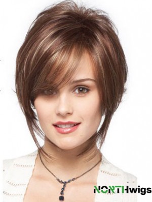 Bobs Wavy Brown Capless Designed Short Wigs