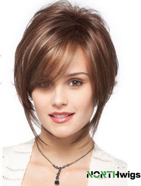 Bobs Wavy Brown Capless Designed Short Wigs