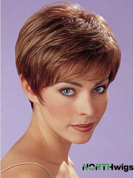 Auburn Synthetic Straight Cropped Capless Boycuts Ladies Wigs UK