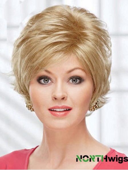 8 inch Beautiful Wavy Layered Blonde Short Wigs