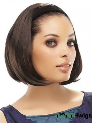 Brazilian Brown Straight Chin Length Half A Wig