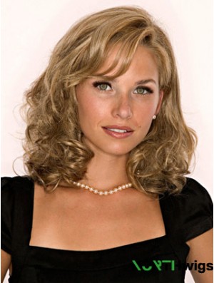 Half Wig With Remy Blonde Color Shoulder Length Wavy Style