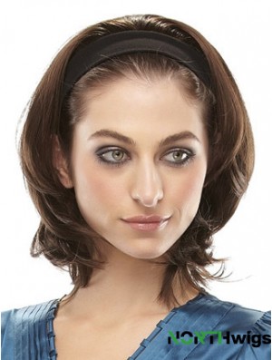 Brazilian Straight Brown Chin Length Clip In Half Wig