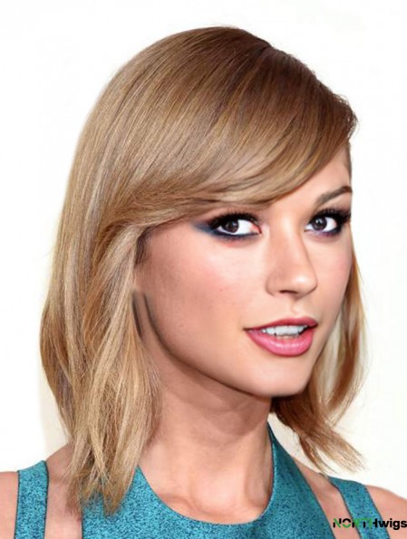 Capless With Bangs Straight Shoulder Length Blonde Affordable  Wigs