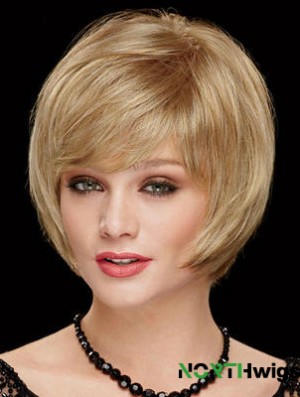 Chin Length Bobs 8 inch Straight Blonde Medium Wigs