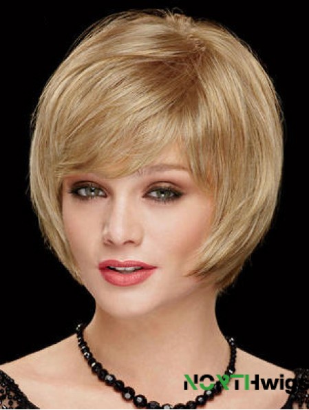 Chin Length Bobs 8 inch Straight Blonde Medium Wigs