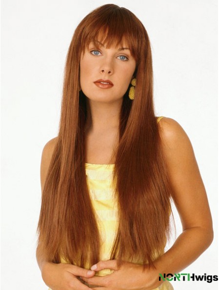 Good Auburn Straight With Bangs Capless Long Wigs