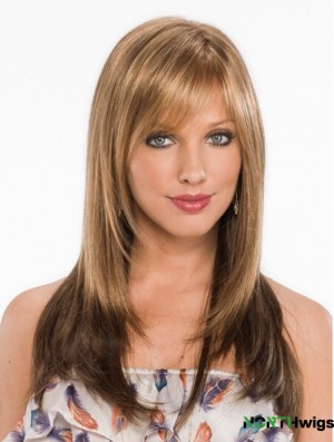 New Blonde Straight With Bangs Capless Long Wigs