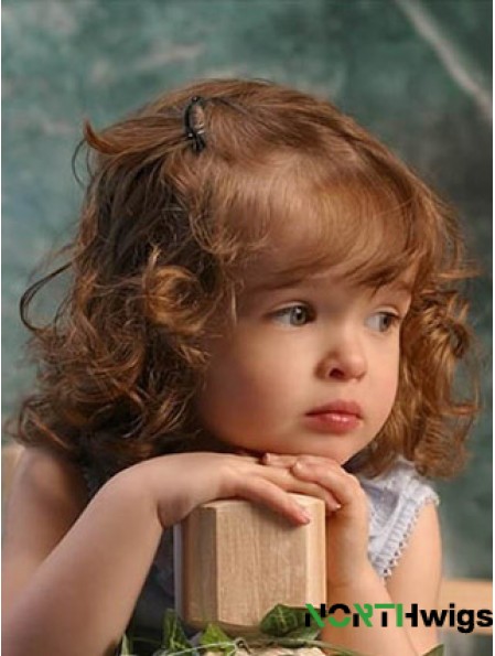 Wigs For Kids With Remy Lace Front Shoulder Length Curly Style