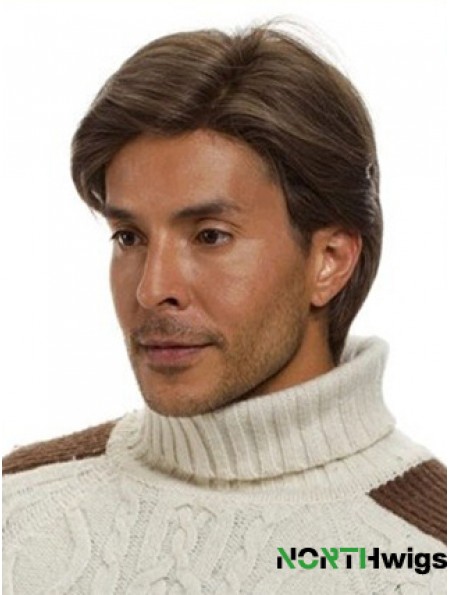 Monofilam Remy Human Short Brown Straight Man For Wig