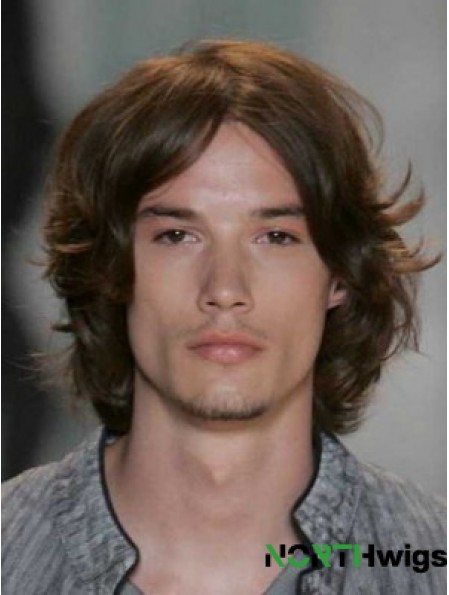 Auburn Lace Front Straight Chin Length Human Hair Men's Wigs