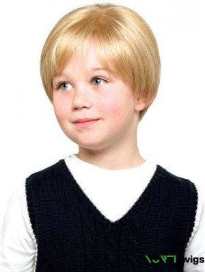 Straight Short Blonde Synthetic Lace Front Kids Wigs