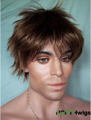 Lace Front Brown Short Straight Synthetic Man Lace Wig