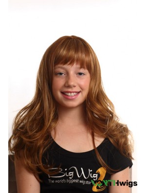 Wavy Long Auburn Synthetic Capless Kids Wigs