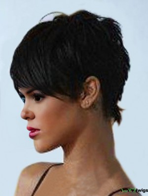 Popular Cropped Black Straight Capless  Wigs