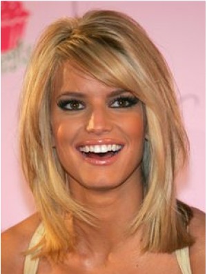 12 inch Stylish Blonde Shoulder Length Straight Bobs Jessica Simpson Wigs