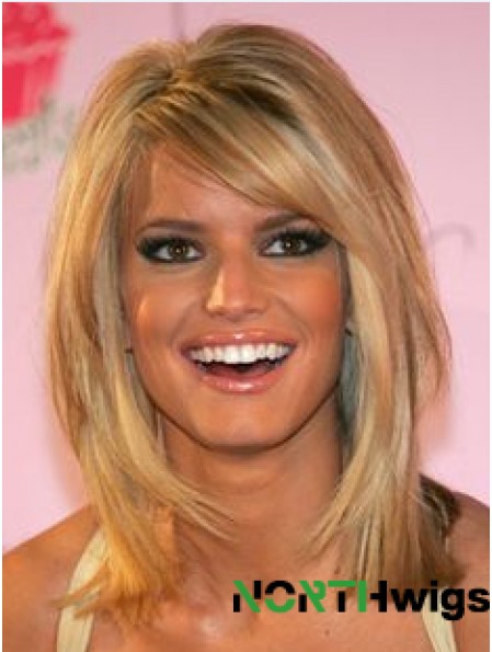 12 inch Stylish Blonde Shoulder Length Straight Bobs Jessica Simpson Wigs