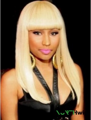 18 inch Blonde Straight With Bangs Long No-Fuss Nicki Minaj Wigs