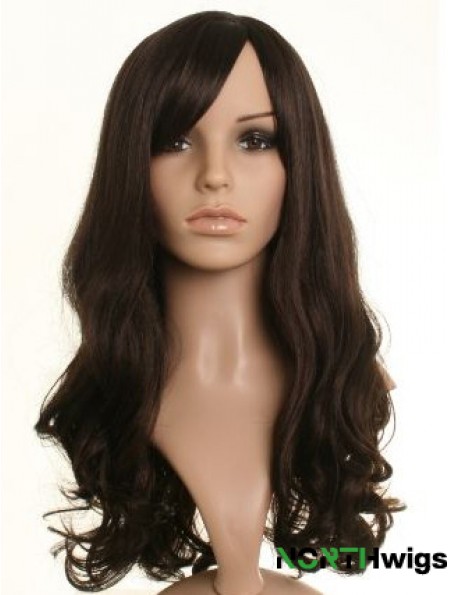 Beautiful Brown Long Wavy 21 inch With Bangs Celebrity Wigs