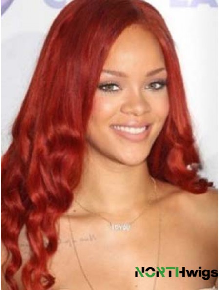 Red Wavy Without Bangs Lace Front 20 inch Top  Wigs