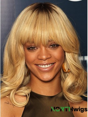 Blonde Wavy With Bangs Lace Front 14 inch Trendy  Wigs