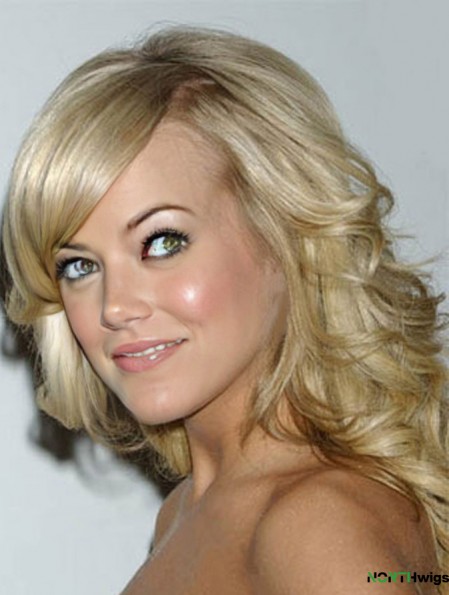 Online Blonde Shoulder Length Wavy 14 inch With Bangs  Wigs